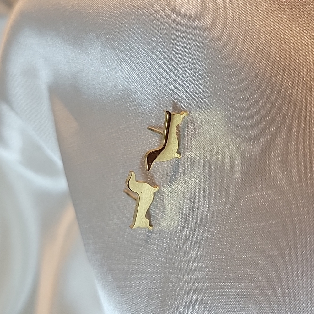 Dainty Doxie Golden Stud Earrings - Picture 6 of 6